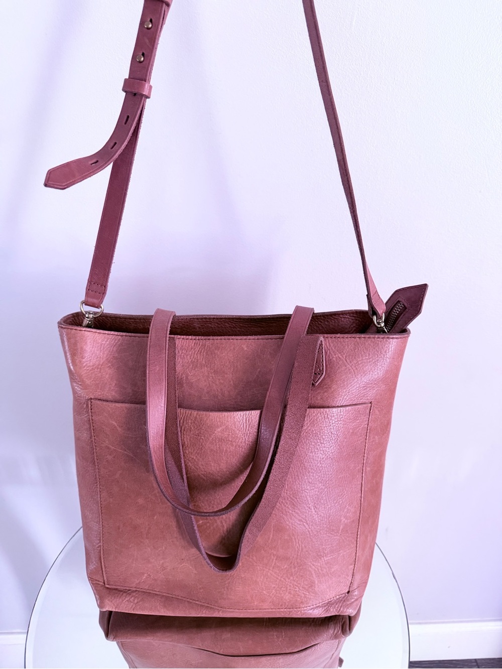 Madewell Brown Leather Transport Tote Bag Classic Everyday Shopper